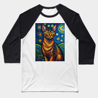 The Abyssinian Cat in starry night Baseball T-Shirt